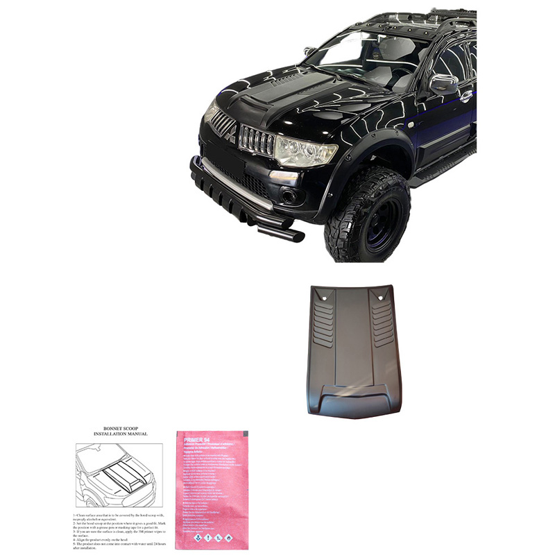 Écope de capot sur mesure pour Mitsubishi L200 Triton 4 2007-2014 - Noir mat