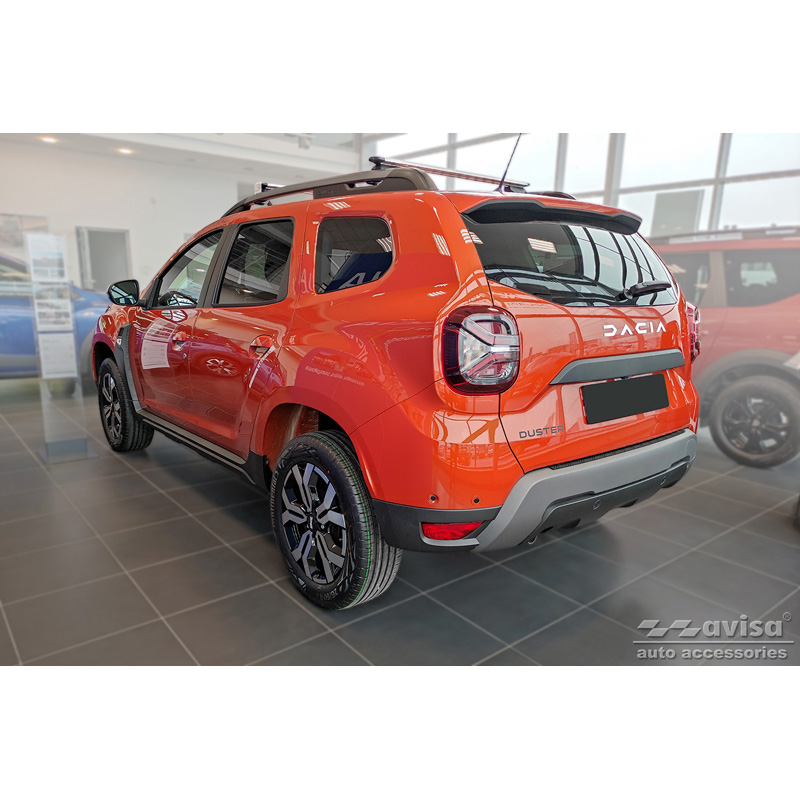 Protection de seuil arrière en aluminium noir mat sur mesure pour Dacia Duster II 2018-2021 & FL 2021-2024 'Riffled Plate'