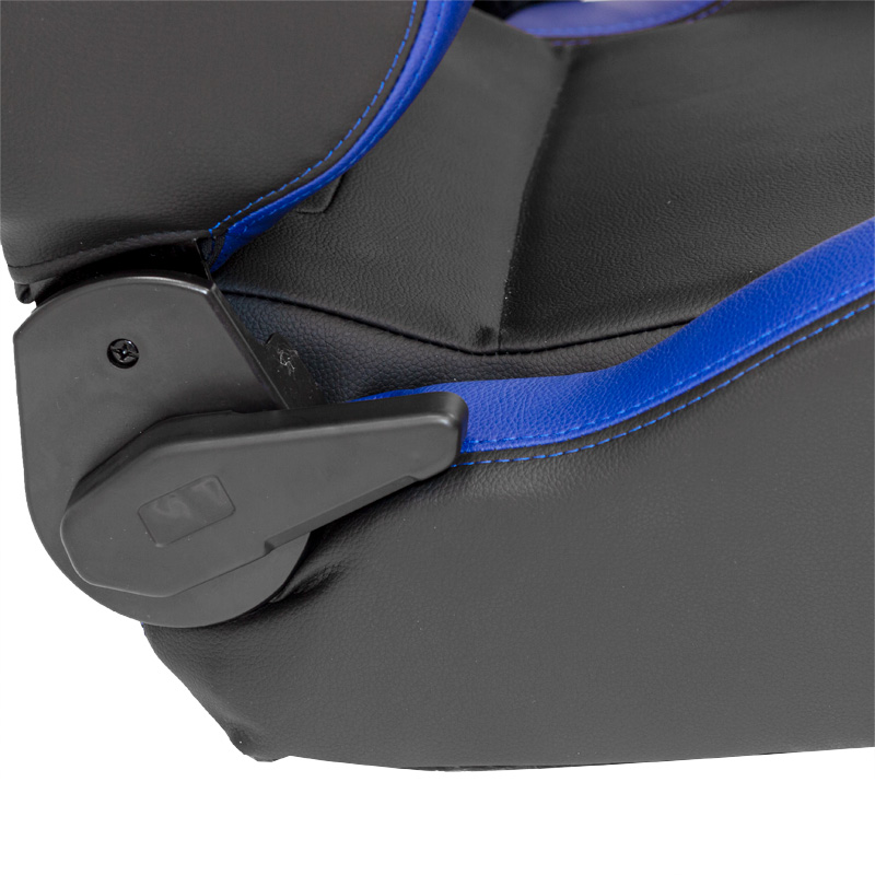 Siège baquet 'RS6-II' - Noir-Mattes/Simili Cuir Bleu - Dossier réglable - incl. glissières
