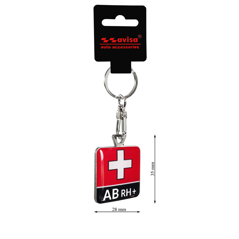 Porte-clés en acier inoxydable - 'Blood Type' AB RH+