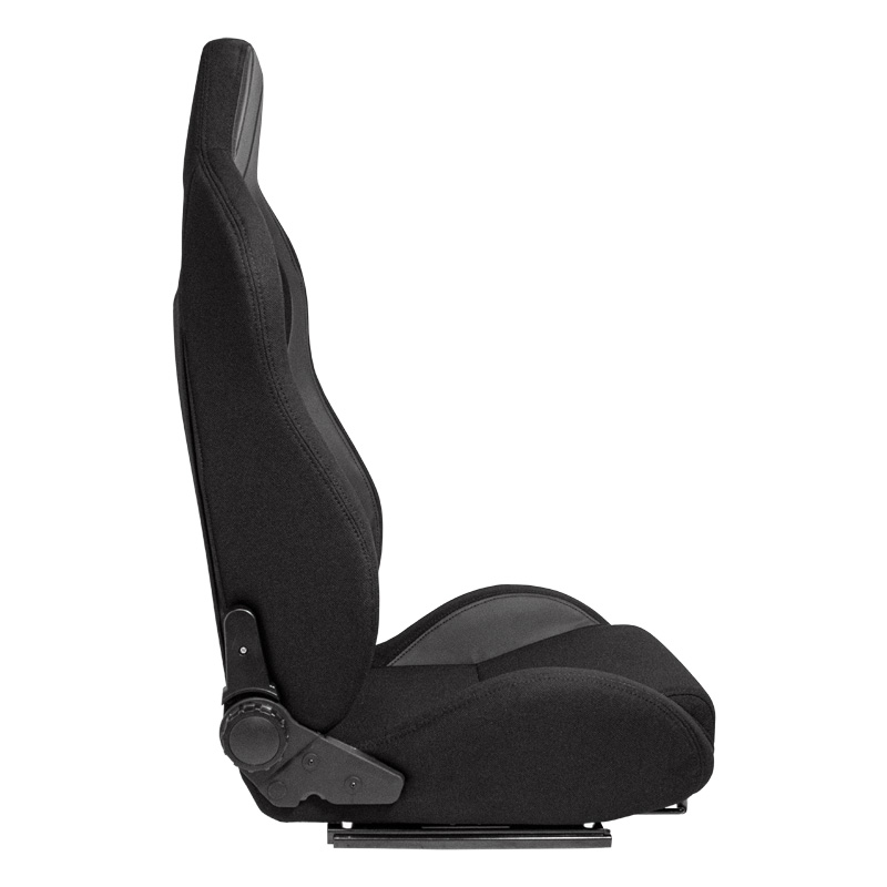 Siège baquet 'MR' - Simili Cuir Noir + Noir Textile Pine - Dossier réglable - incl. glissières