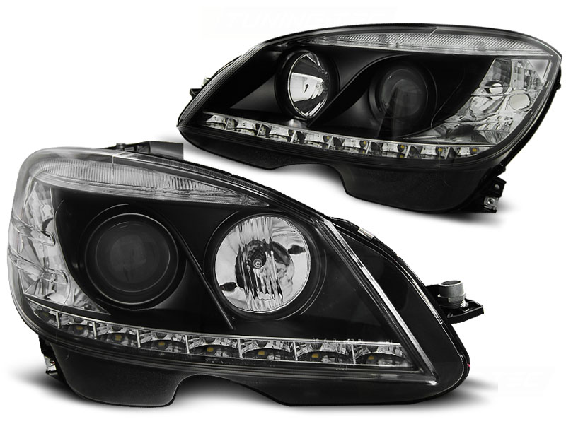 Headlights Mercedes C-Klasse W204 07-11 black