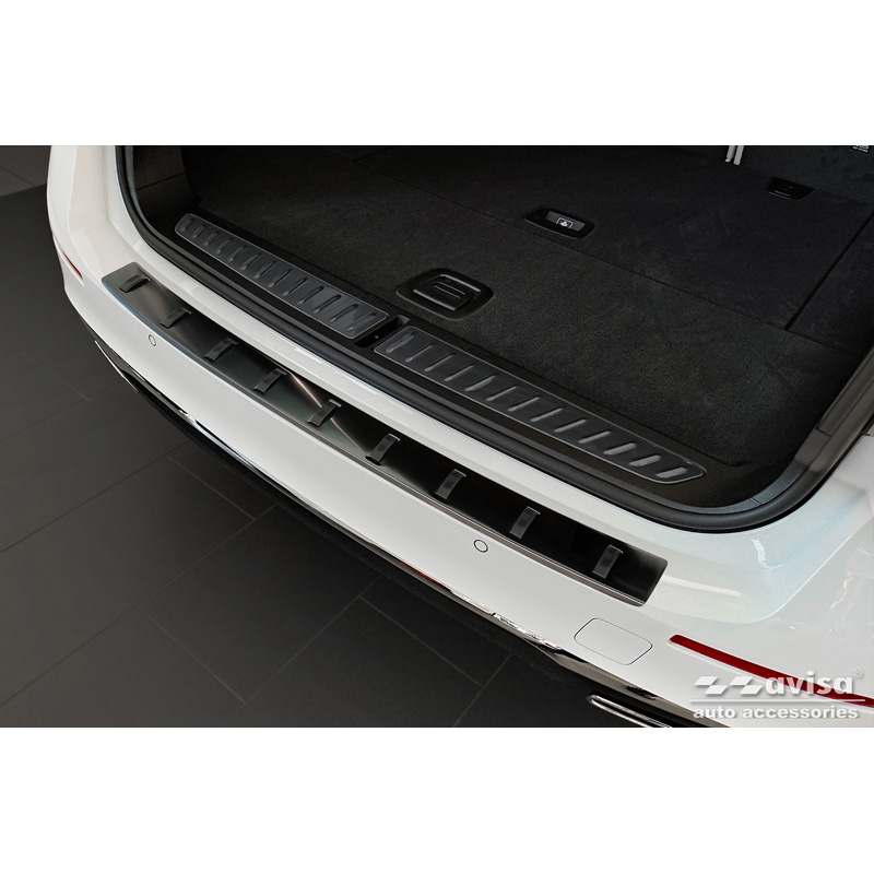Protection de seuil arrière inox noir sur mesure pour BMW Série 5 G31 FL Touring 2020-2024 excl. M-Sport 'STRONG EDITION'