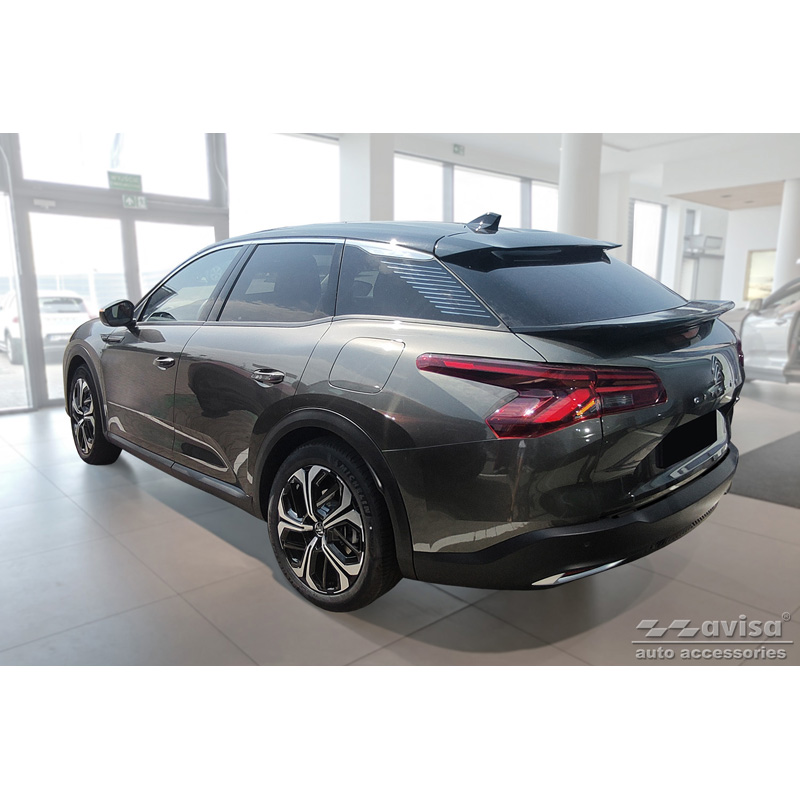 Protection de seuil arrière inox noir sur mesure pour Citroën C5 X 2021- 'Ribs'
