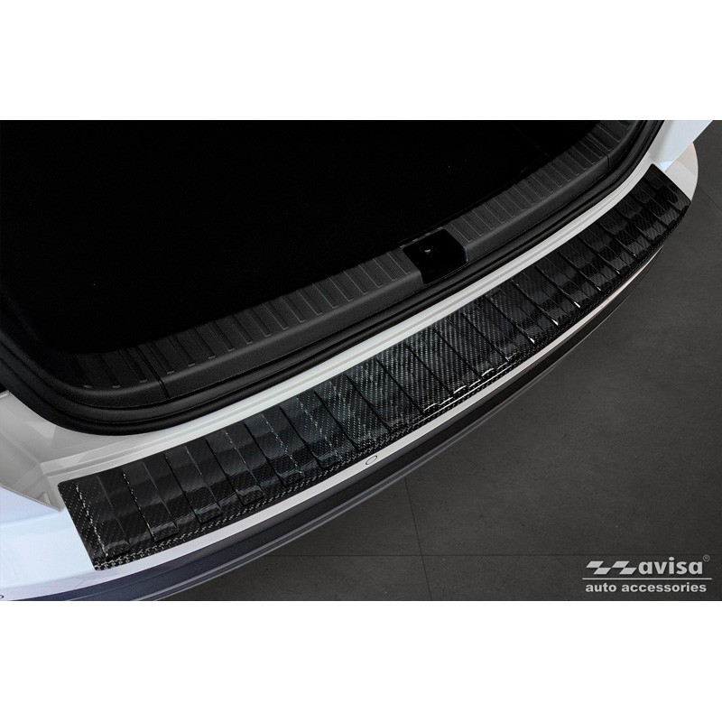 Protection de seuil arrière carboné 3D sur mesure pour Skoda Karoq Facelift 2022- incl. Sportline 'Ribs'
