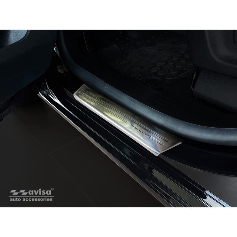 Seuils de portes inoxydable sur mesure pour Citroen Berlingo Multispace / Peugeot Partner & Rifter / Opel Combo E Life 2018- / Toyota Proace City/Verso 2019- 'Special Edition' - 2-pièces