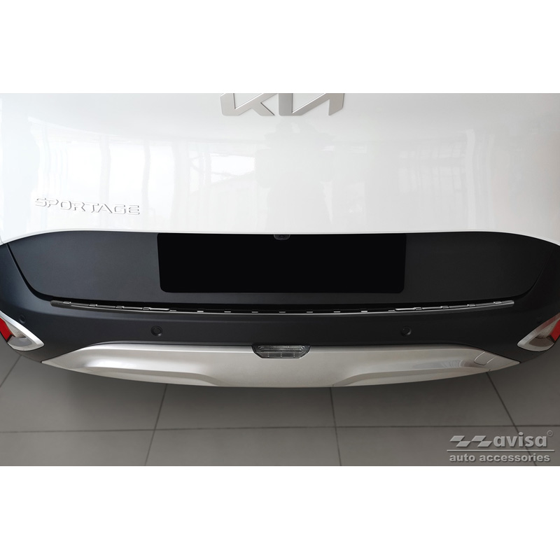 Protection de seuil arrière inox noir sur mesure pour Kia Sportage V 2021- 'Ribs'