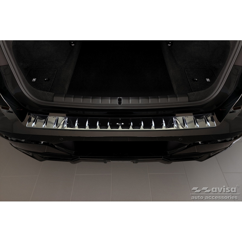 Protection de seuil arrière inox Noir-Chromé sur mesure pour BMW Série 7 (G70) 2023- avec Pacquet-M 'Ribs'