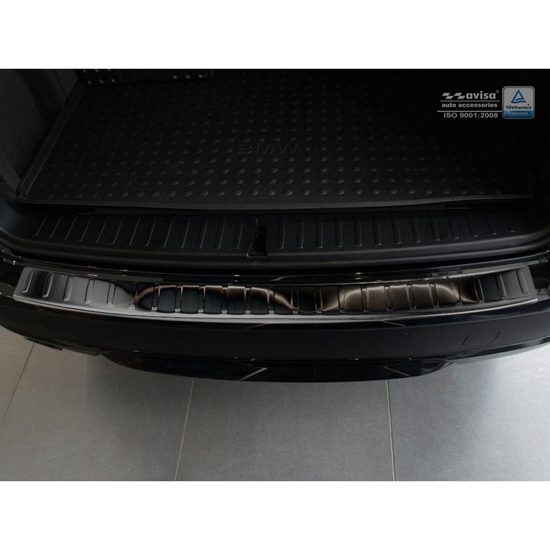 Protection de seuil arrière inox noir sur mesure pour BMW X3 F25 2010-2014 incl. M-Sport 'Ribs'