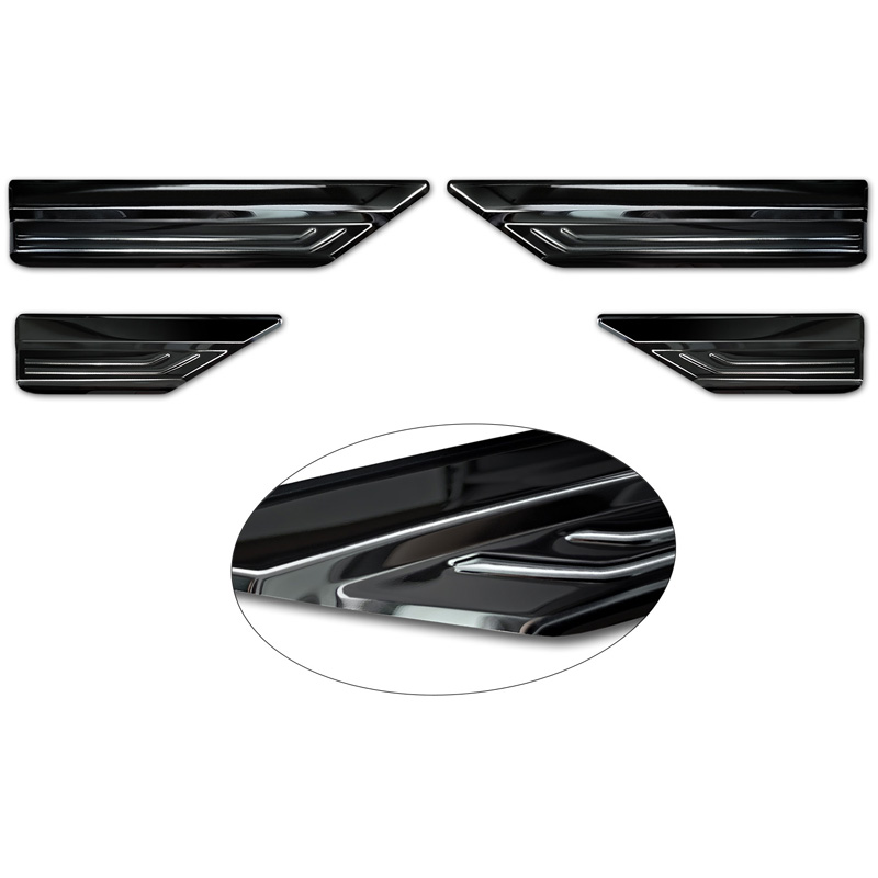 Seuils de portes inox noir sur mesure pour Lexus NX II 2021- 'Lines' - 4-pièces