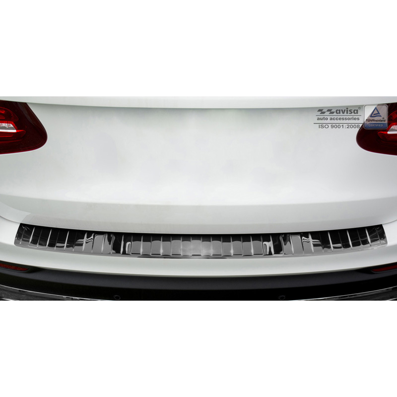 Protection de seuil arrière inox Noir-Chromé sur mesure pour Mercedes GLC 2015-2019 & FL 2019- 'Ribs'