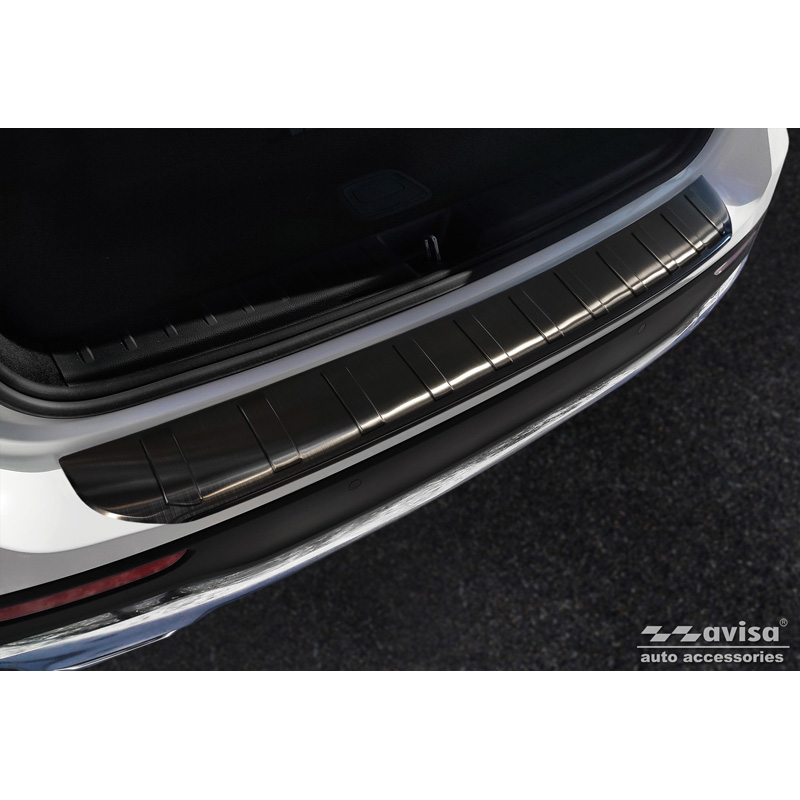 Protection de seuil arrière inox noir sur mesure pour Mercedes GLB (X247) incl. AMG 2019- 'Ribs'