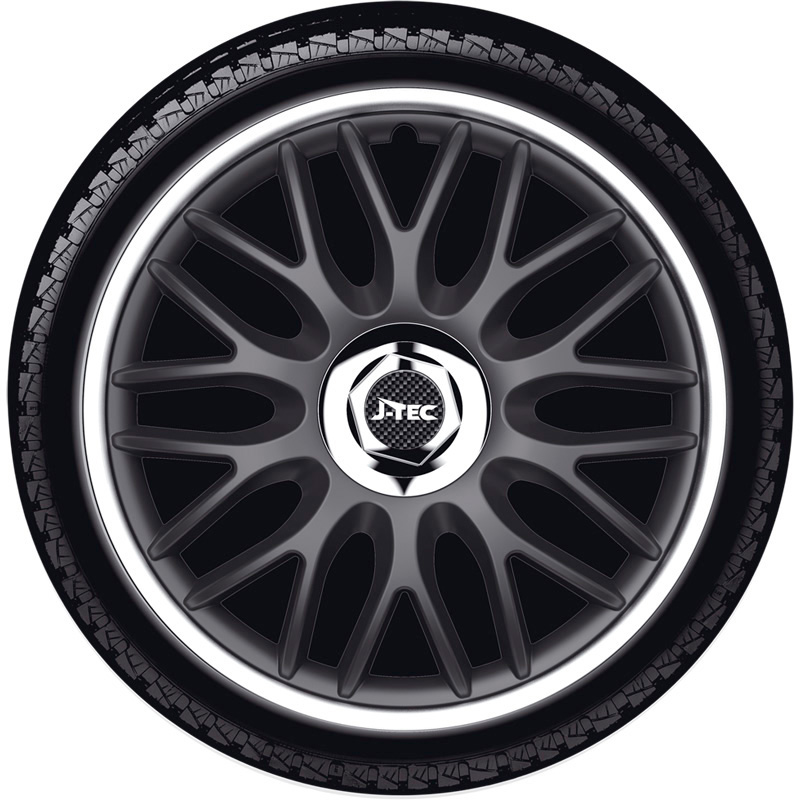 Jeu d'enjoliveurs J-Tec Orden R 16-inch noir/argent + anneau chromé