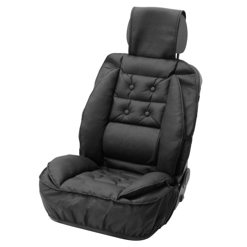 Carpoint Coussin de Siège avec Support Lombaire en Aspect Cuir - Noir