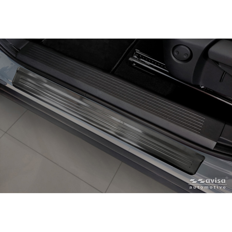 Avisa Seuils de portes inox noir sur mesure pour Nissan Qashqai III 2021-2024 & Facelift 2024- - 'Lines' - 4-pièces