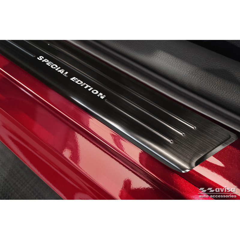 Seuils de portes inoxydable noir sur mesure pour Toyota Yaris 2020- incl. Facelift, excl. GR / Toyota Yaris Cross 2021- / Toyota C-HR II 2023- - 'Special Edition' - 4-pièces