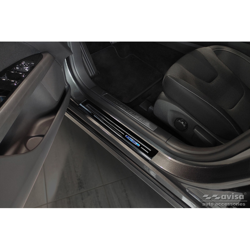 Seuils de portes inoxydable noir sur mesure pour Ford Mondeo V Turnier 2014-2019 & Facelift 2019- 'Hybrid' - 4-pièces