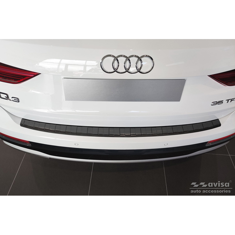 Protection de seuil arrière inox Noir sur mesure pour Audi Q3 II 2019- incl. S-Line 'Ribs'