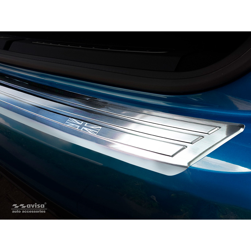 Protection de seuil arrière inox sur mesure pour Mini Countryman F60 2016-2020 'flag/lines'