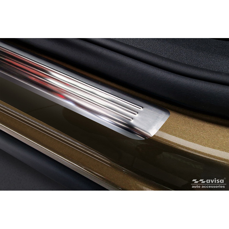 Avisa Seuils de portes inox sur mesure pour Skoda Kodiaq II (PS7) 2024- 'Lines' - 4-pièces