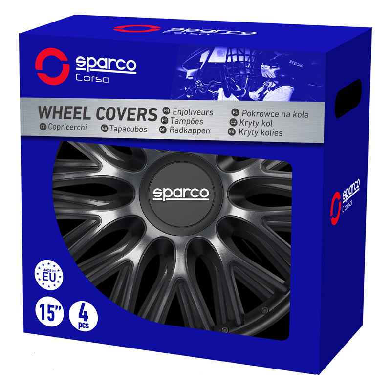 Sparco Enjoliveurs Roma - 13-pouces - Gris/Noir - Set de 4 pièces