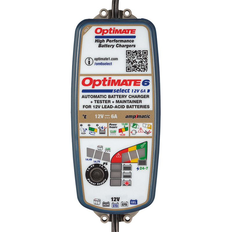 OptiMate 6 Select Chargeur-testeur-mainteneur avec récupération de batterie 12 V 6 A en 9 étapes