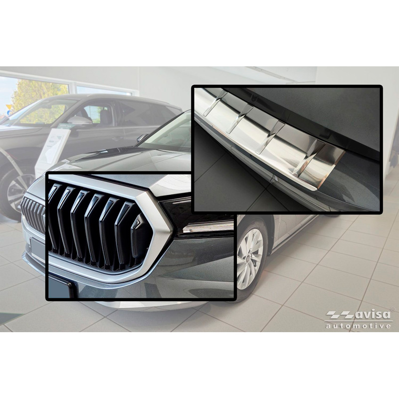 Avisa Protection de Seuil de Coffre Acier Inox sur mesure pour Skoda Superb IV Liftback 2024- - Argent