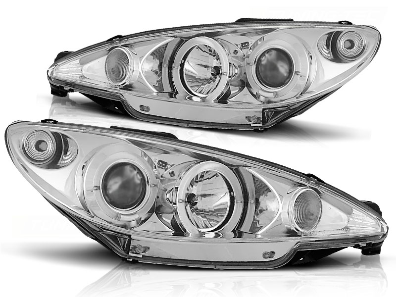 Phares Peugeot 206 98-02 Angel Eyes chrome