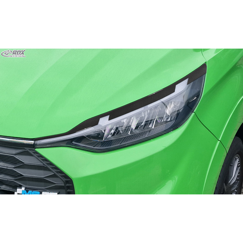 RDX Spoilers de phares sur mesure pour Ford Transit Custom & Tourneo Custom (V710) 2023- (avec phares LED & Matrix-LED) (ABS Noir Brillant)