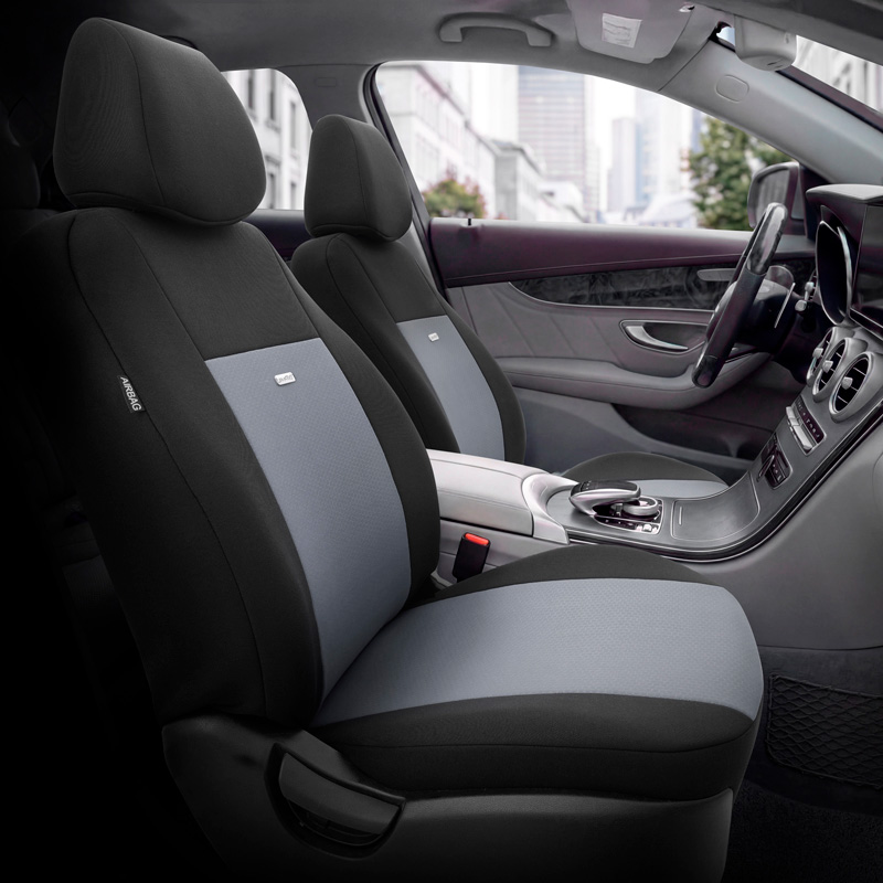 otoM Housse de sièges universel en textile 'SelectedFit Flex' Noir/Gris - 10-pièces - adapté aux Side-Airbags