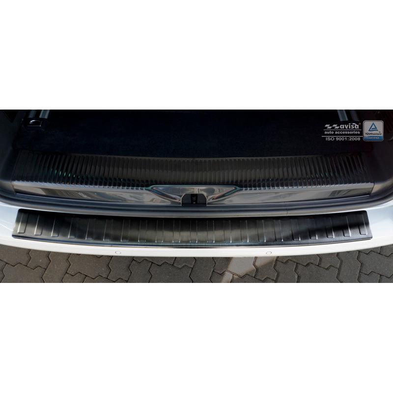 Protection de seuil arrière inox noir sur mesure pour Volkswagen Transporter T6 2015-2019 & FL 2019-2020 & T6.1 2020-2022 (hayon arrière) 'Ribs'