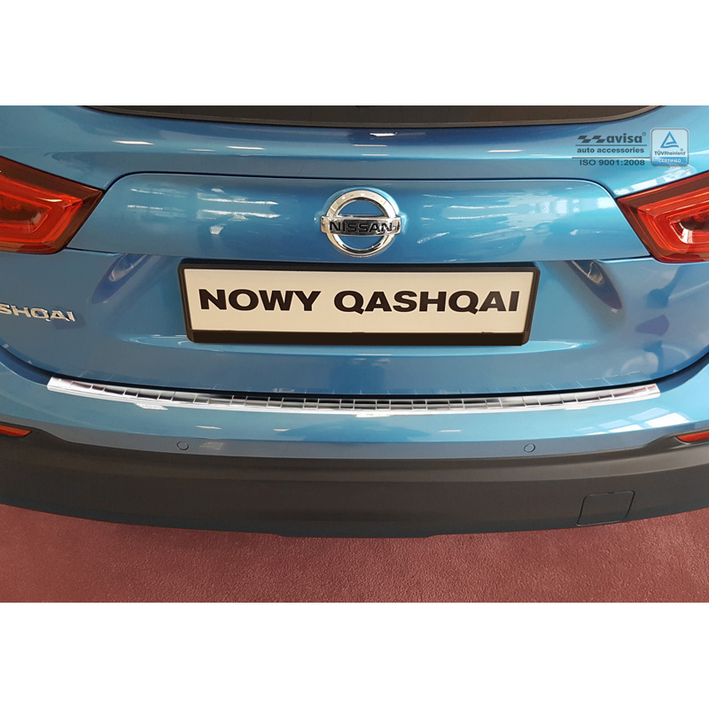 Protection de seuil arrière inox sur mesure pour Nissan Qashqai II Facelift 2017-2021 'Ribs'