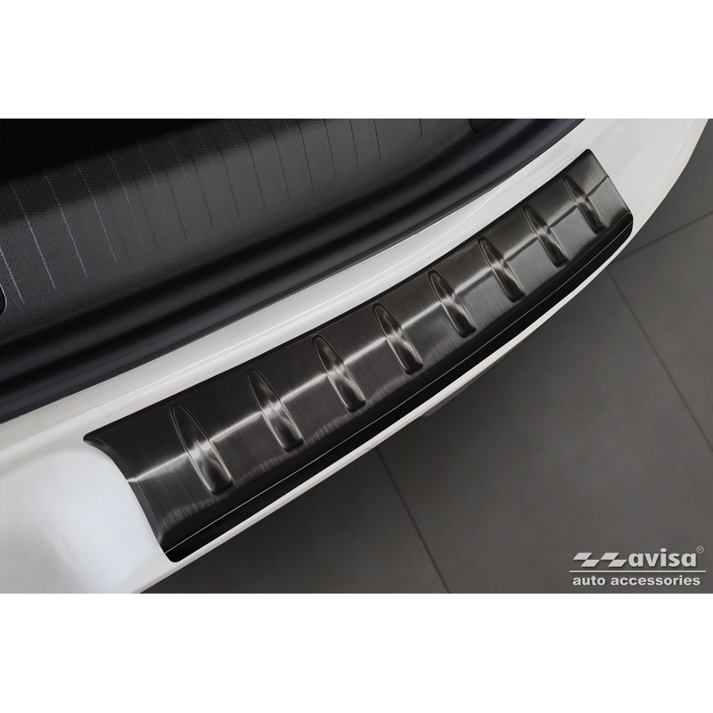 Protection de seuil arrière inox noir sur mesure pour Citroën C4 X 2023- 'Ribs' (2-pièces)