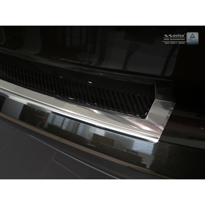 Protection de seuil arrière inox 'Deluxe' sur mesure pour BMW X6 F16 2014-2019 Chromé/Carboné noir excl. Paquet-M