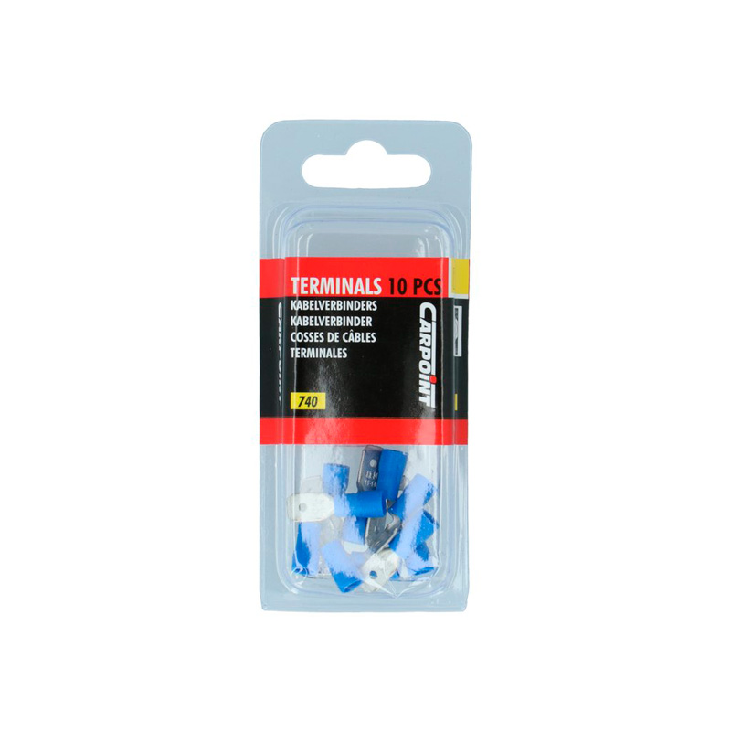Carpoint Cosses Plates Mâles 740 Blister Bleu 10-pièces