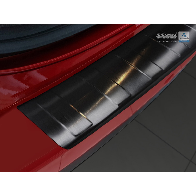 Protection de seuil arrière inox noir sur mesure pour Mazda CX5 II 2017- incl. Facelift 'Ribs'