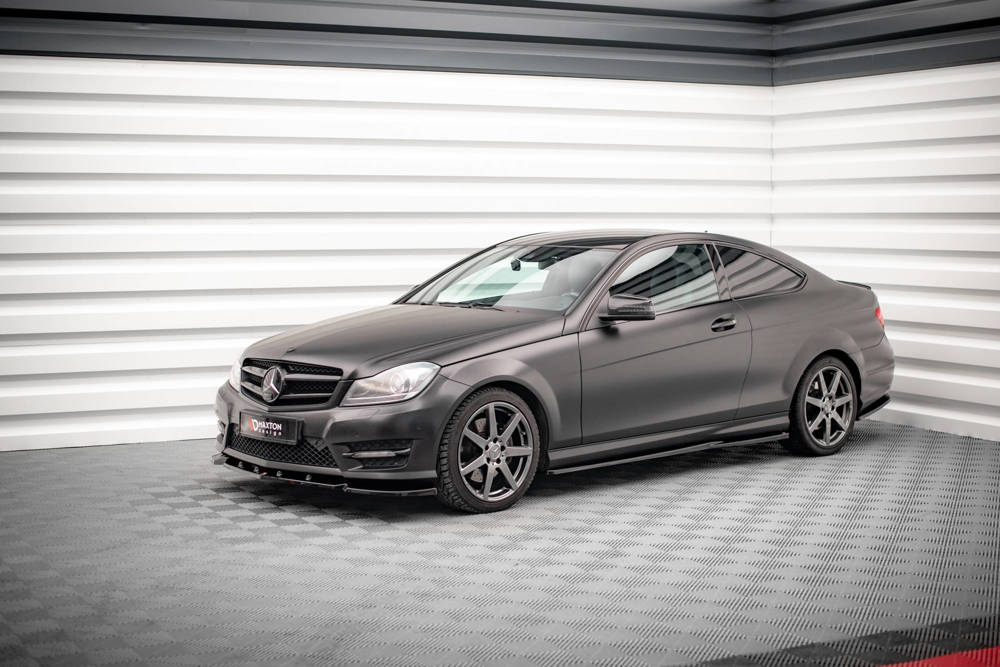Zijskirts Mercedes C Klasse Coupe AMG Pakket W204 Maxton Glans Zwart