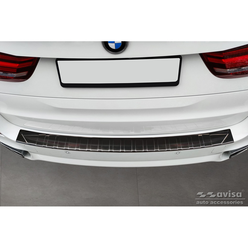 Protection de seuil arrière inox Noir sur mesure pour BMW X5 F15 2013-2018 avec Pacquet-M 'Ribs'