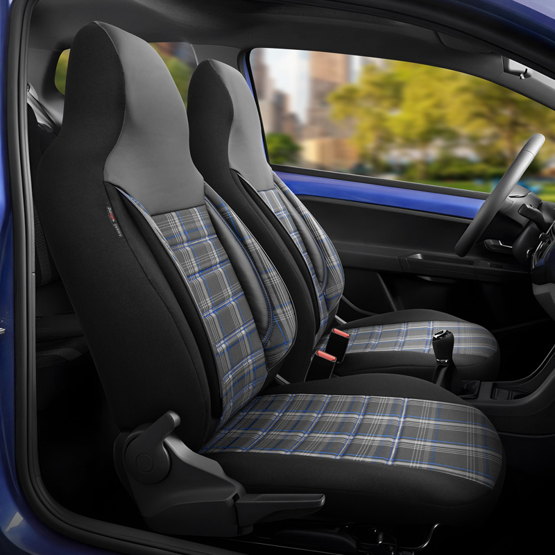 Housse de sièges 'CityBug' universel en textile 'Sports' Noir/Gris/Bleu - 9-pièces - adapté aux Side-Airbags