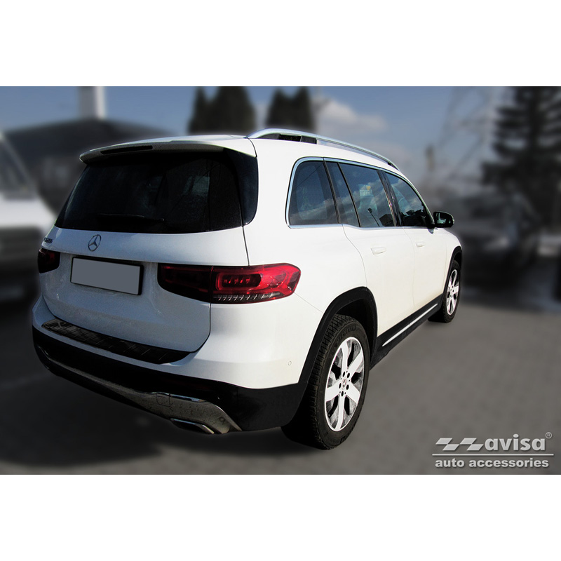 Protection de seuil arrière inox noir sur mesure pour Mercedes GLB (X247) incl. AMG 2019- 'Ribs'