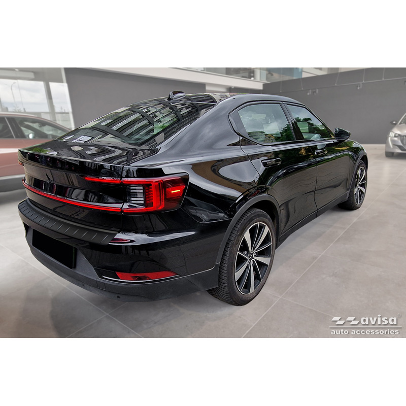 Protection de seuil arrière inox noir mat sur mesure pour Polestar 2 2019-2023 & Facelift 2023- 'Ribs'