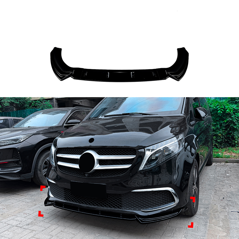 Spoiler avant sur mesure pour Mercedes Classe-V (W447) SE 2019-2023 (ABS Noir luisant)