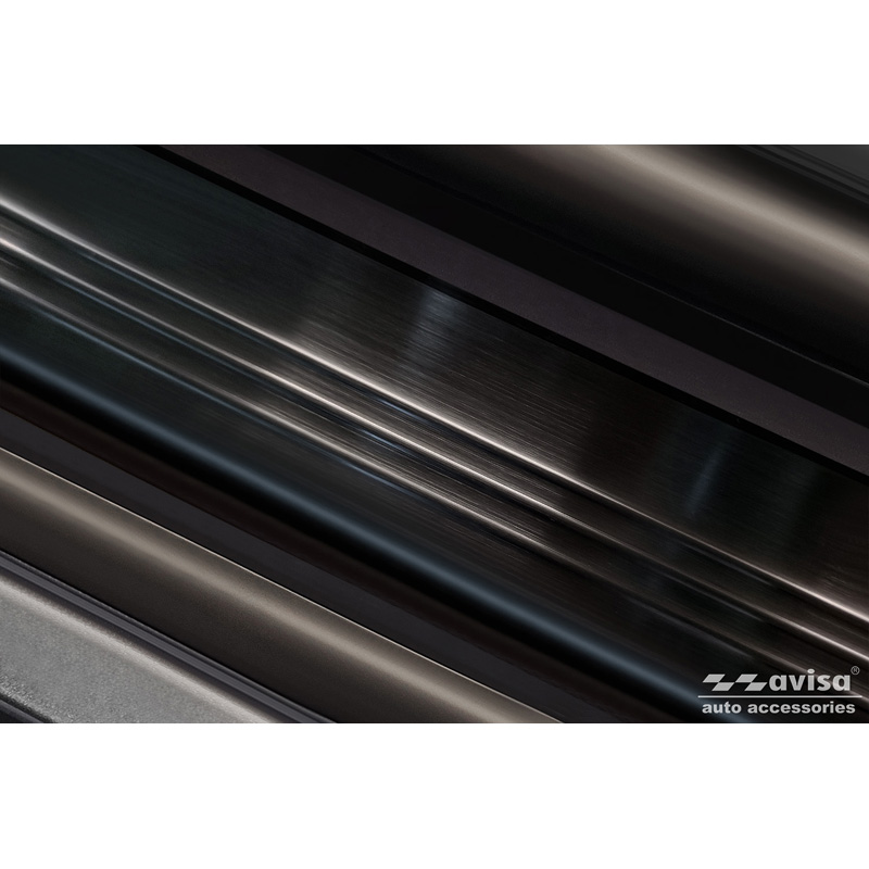 Seuils de portes inoxydable noir sur mesure pour Tesla Model S 2012-2016 & Facelift 2016- 'Lines' - 4-pièces