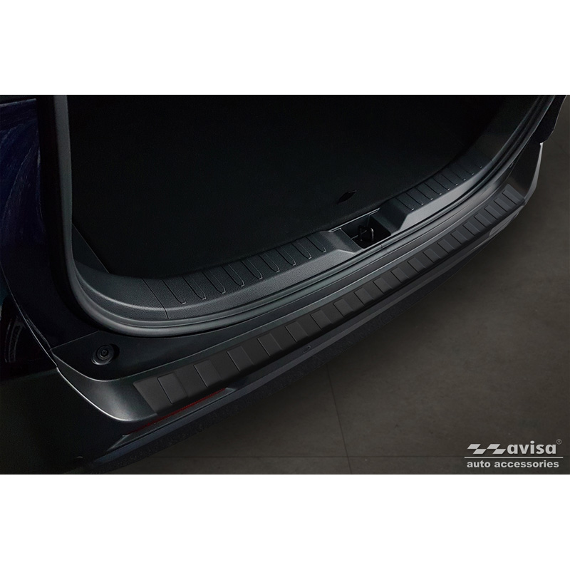Protection de seuil arrière inox noir mat sur mesure pour Toyota RAV4 (5th Gen.) 2018- & Suzuki Across 2020- 'Ribs'