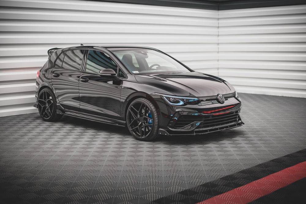 Zijskirts V.2 met Canards Volkswagen Golf 8 R Maxton Glans Zwart