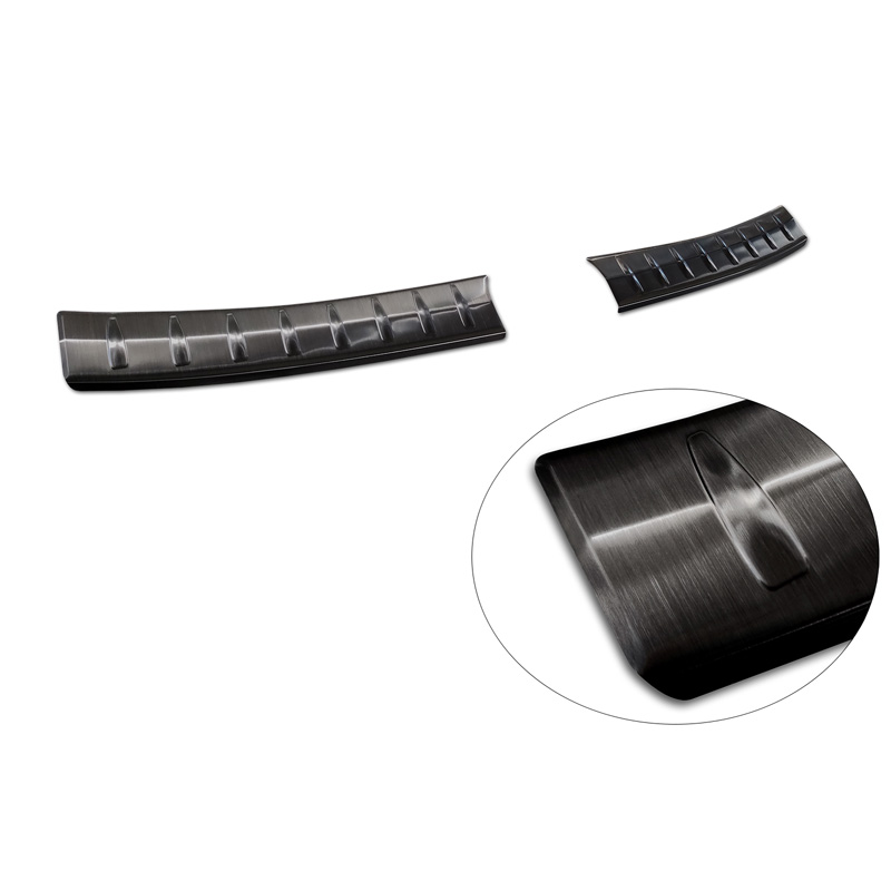 Protection de seuil arrière inox noir sur mesure pour Citroën C4 X 2023- 'Ribs' (2-pièces)