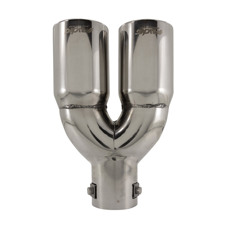 Simoni Racing Embout d'Échappement Rond Double Inox - Ø76xL230mm - Montage ->61mm