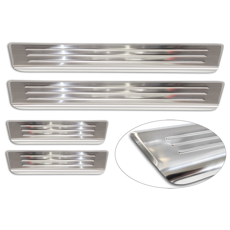 Seuils de portes inoxydable sur mesure pour Volvo S60 III & V60 II 2018- - 'Lines' - 4-pièces