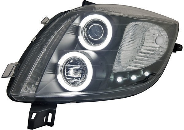 Phares Toyota Yaris Angel Eyes clear black 06-09