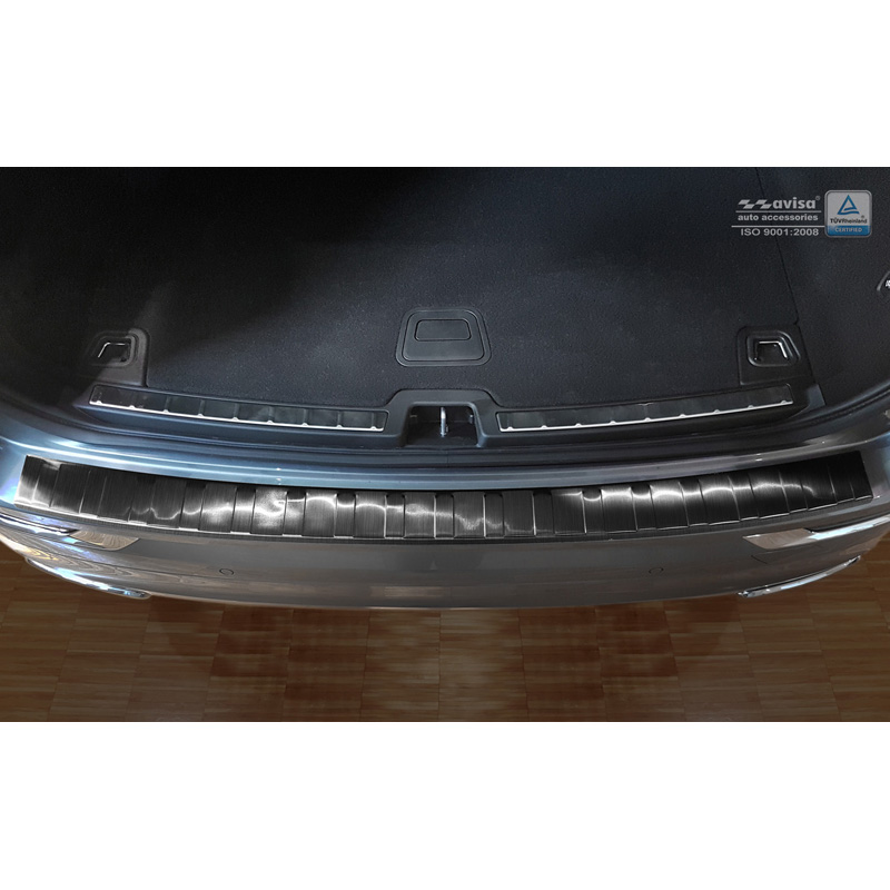 Protection de seuil arrière inox noir sur mesure pour Volvo XC60 II 2017-2021- & FL 2021- incl. R-Design 'Ribs'